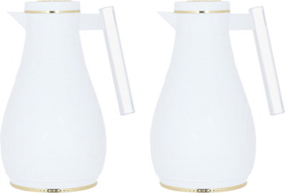 Al Saif Gallery Karam thermos set, 1/0.65 litre, Islamic pattern, thermal glass inner shell, plastic outer shell - white product image 2