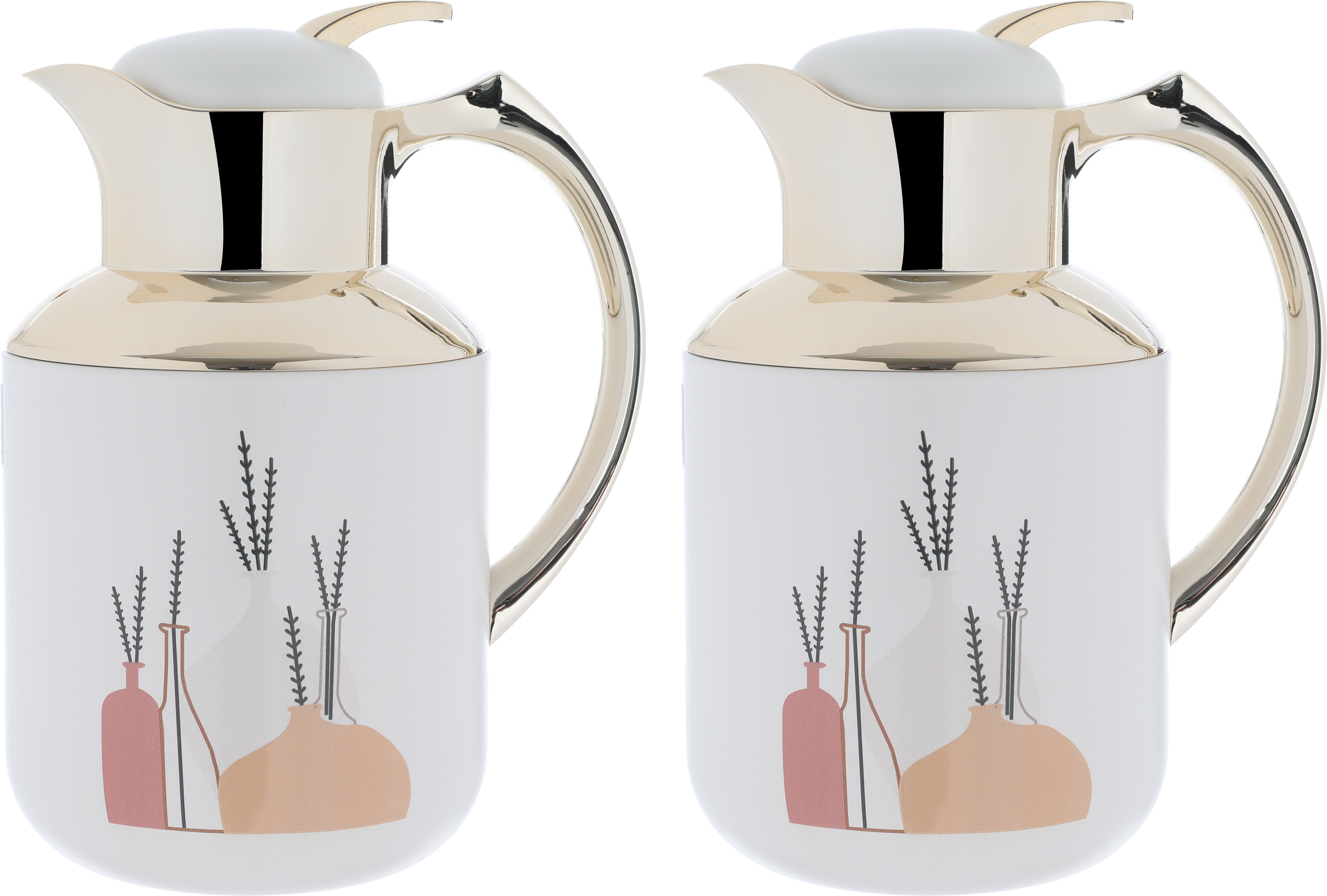 Al Saif Gallery Florya thermos set, 1/0.5 litre, two pieces, thermal glass inner shell, steel outer shell - pearl product image