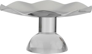 Al Saif Gallery Stainless Steel Serving Stand, 17.5x17.5x10 cm, Transparent Base - Transparent Silver product image 2
