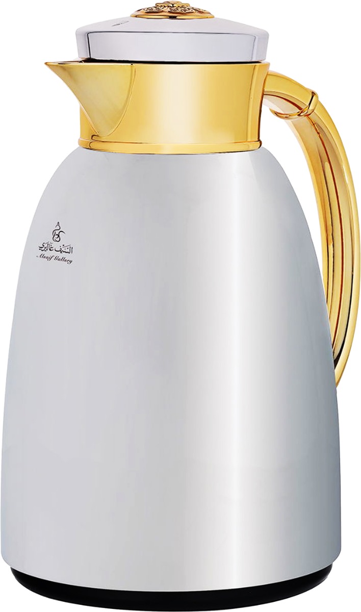 Al Saif Gallery Yatooq thermos, 1.3 liters, glass inner container, plastic outer shell - silver product image
