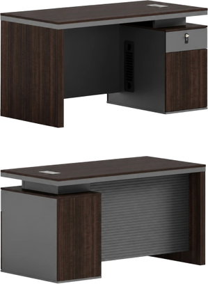 مكتب إداري مودرن خشب MDF، 140x70x75 سم - بني غامق رمادي product image