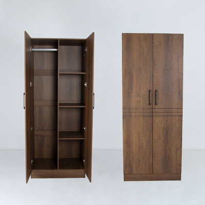 خزانة ملابس خشب MDF، 54×80×200 سم 2 باب - بني product image 3