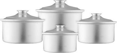 Al Saif Plus Indian Taj Aluminum Saif Plus Pot Set, 4 Pieces, Round - Silver product image 2