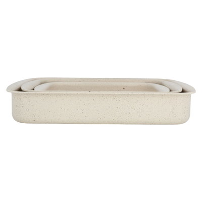 طقم صواني فرن جرانيت هاشفير، 3 قطع، تركي، مستطيل - بيج product image 3