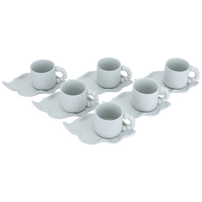 طقم اكواب قهوة تركي مع صحون السيف غاليري، سراميك، 12 قطعة - أخضر product image 2