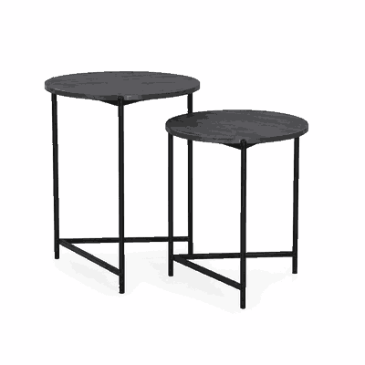 طقم طاولات خشب MDF و معدن، قطعتين - رمادى اسود product image 2