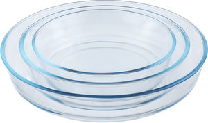 طقم صواني فرن زجاج ميروليكس، 3 قطع ، دائري - شفاف product image