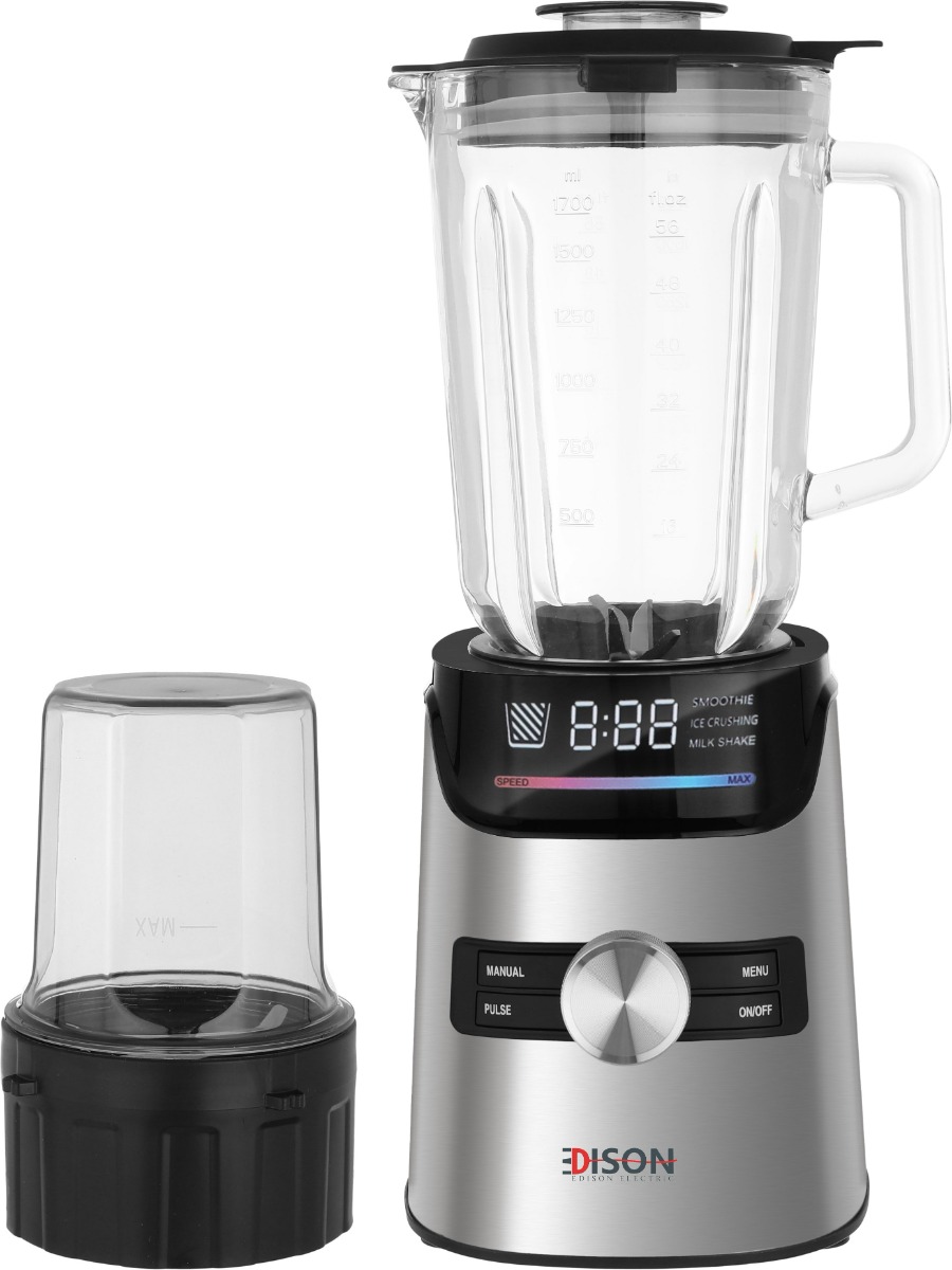 Edison Nova BL-829 Electric Blender, 1400 Watt, 1.7 Liter, 250 ml, 2 Pieces - Silver Black product image