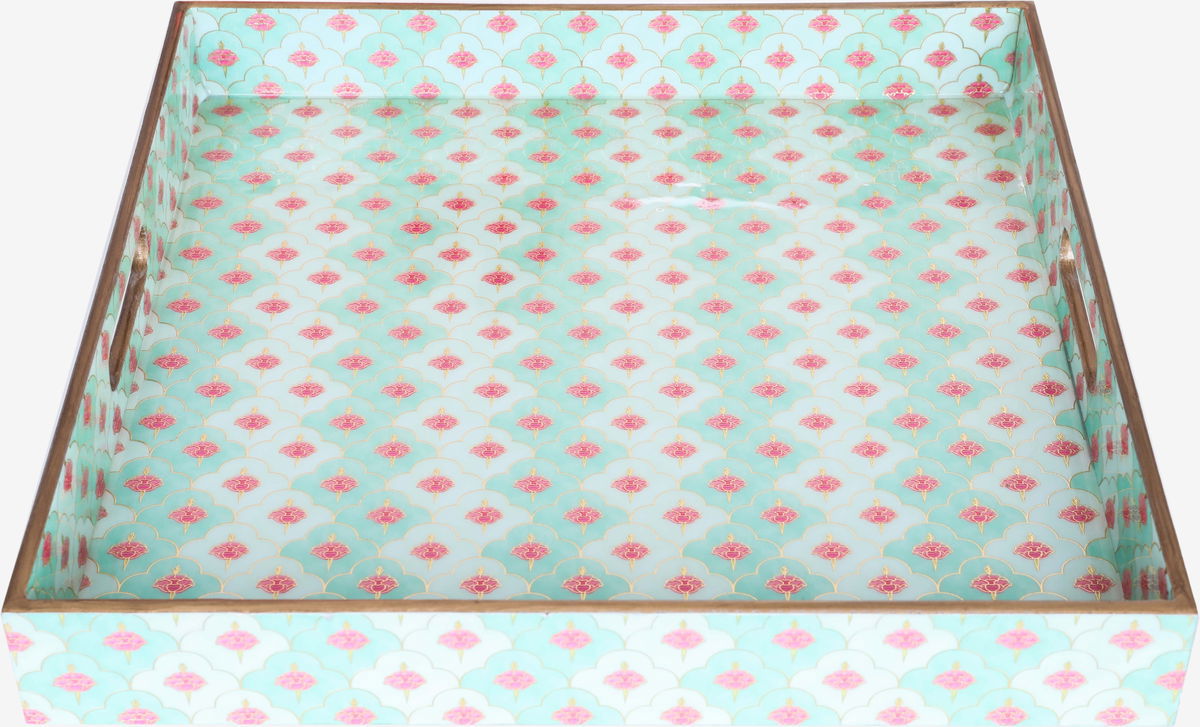 طوفرية تقديم خشب السيف غاليري، 2×15×15 سم، مستطيل، منقوش - أخضر فاتح product image