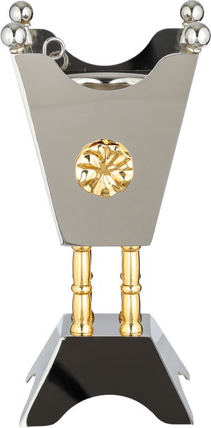 Al Saif Gallery Stainless Steel Incense Burner, 11x11x22 cm, Base - Gold Silver product image