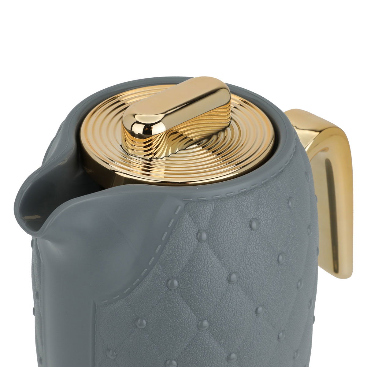 Timeless rattan thermos, 1 liter, golden handle, thermal glass inner container, plastic outer shell - dark gray product image 4