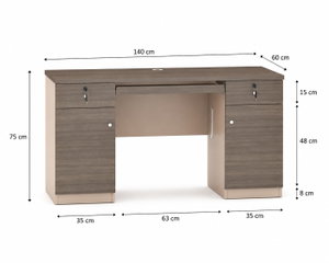 مكتب إداري خشب MDF، 140x60x75 سم - خشبي غامق بيج product image 2