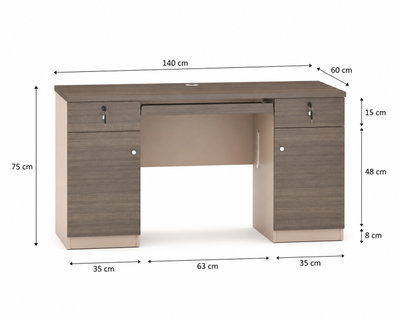 مكتب إداري خشب MDF، 140x60x75 سم - خشبي غامق بيج product image 2