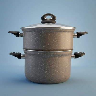 قدر طبخ جرانيت السيف غاليري، 28 سم، غطاء زجاج - رمادي product image 1