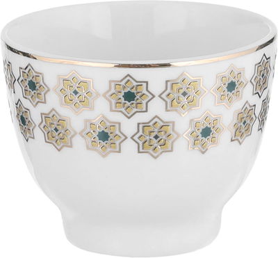 Al Saif Gallery porcelain Arabic coffee cups set, gold and green pattern, 6 pieces - white product image 2