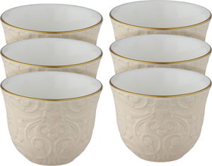 Al Saif Gallery Saudi Porcelain Coffee Cup Set, 6 Pieces, Decorative - Beige product image