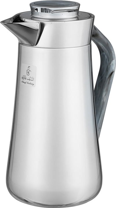 ترمس الهدا ستانلس استيل السيف غاليري، 0.7 لتر، يد رخامي رمادي، خدمة ذاتية، ضغاط - فضي product image 3