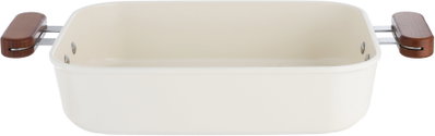 Tornado Ceramic Pot with Glass Lid, 30 x 23 x 7 cm, Wooden Handle - Beige product image 4