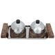 Al Saif Gallery Steel Dates Set, 36x16x11.5 cm, Wooden Base - Silver product image 1
