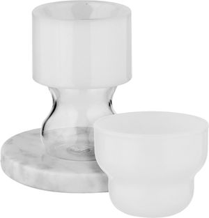 طقم تقديم شاي وقهوة زجاج صحن رخام السيف غاليري، 18 قطعة - شفاف أبيض product image