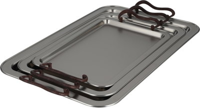 طقم صواني تقديم استيل الجهوري، 3 قطع - فضي product image 2