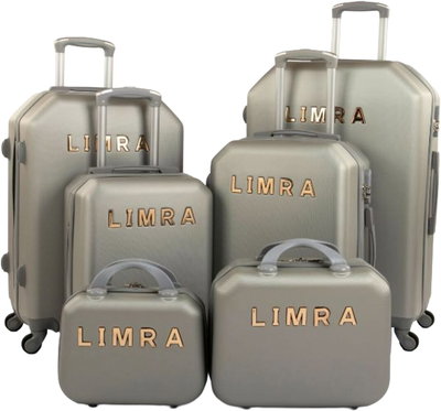 طقم شنط سفر ABS ليمرا، 6 مقاسات، 4 عجلات، زاويه 360 درجة، LMA-901 - فضي product image 1