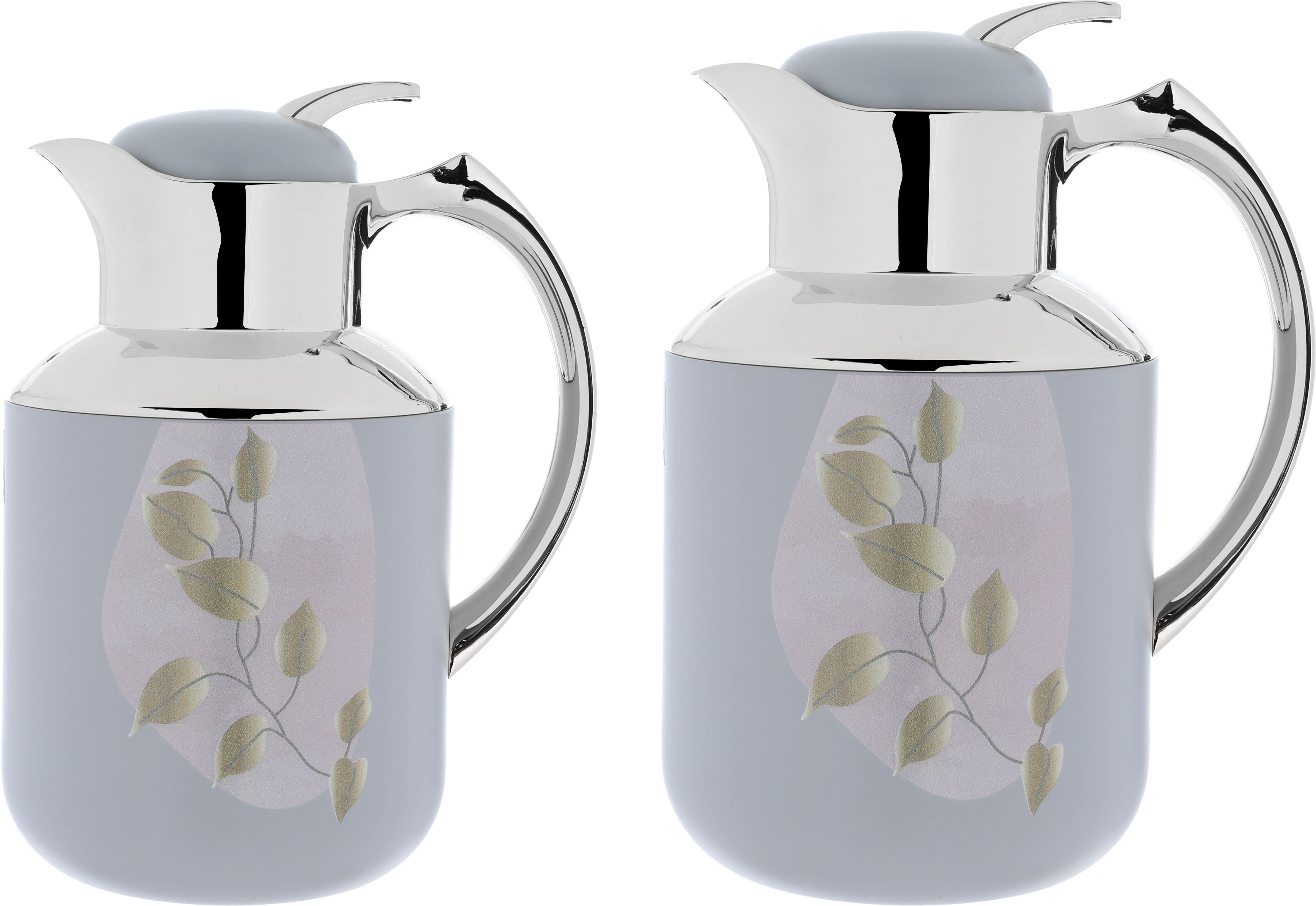 Al Saif Gallery Florya Pro thermos set, 1/0.5 liter, 2 pieces, thermal glass inner container, steel outer shell - light gray product image
