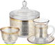 طقم بيالات شاي وقهوة زجاج السيف غاليري، 26 قطعة - ذهبي product image 1