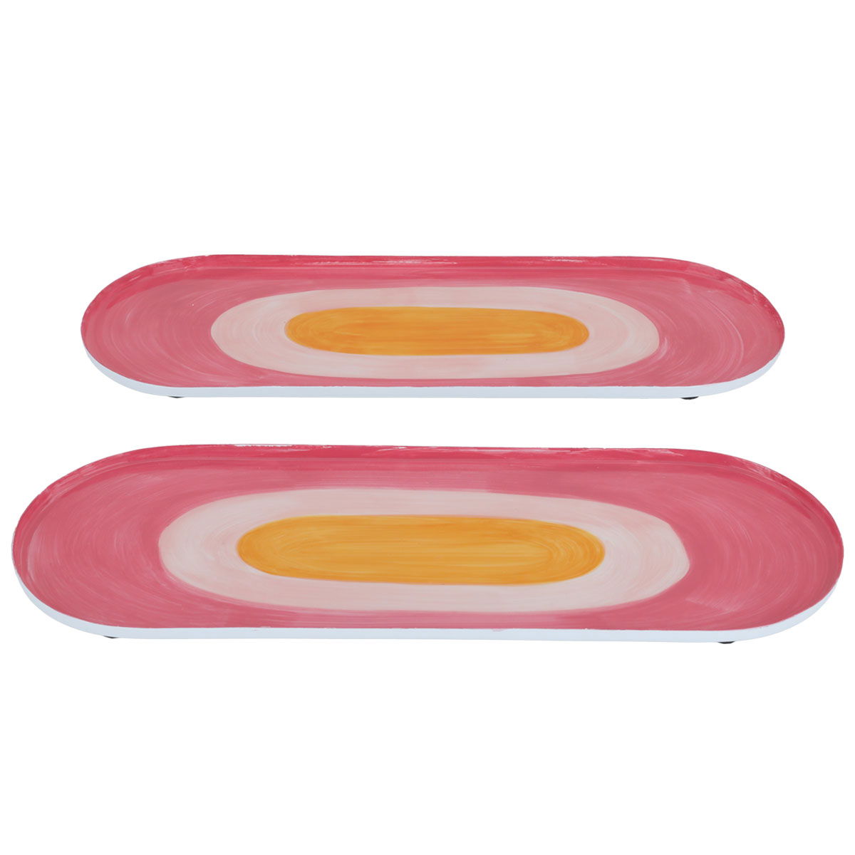 Al Saif Gallery Steel Sweet Serving Plate, 40.5 x 14.5 x 1 cm, oval, 2 pieces - pink product image