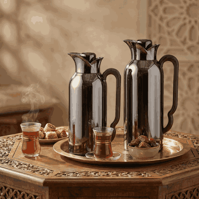 طقم ترامس طويق السيف غاليري، 2 قطعة، 0.7/ 1 لتر، خامة داخلية زجاج، يد خشبي، غطاء ضغاط - أسود product image 2