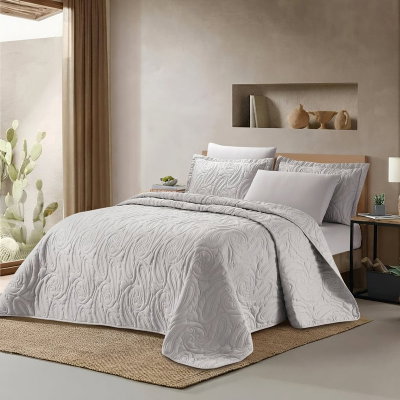 طقم لحاف بيزلي مايكروفايبر، 260x235 سم، نفرين، 6 قطع - رمادي فاتح product image 1