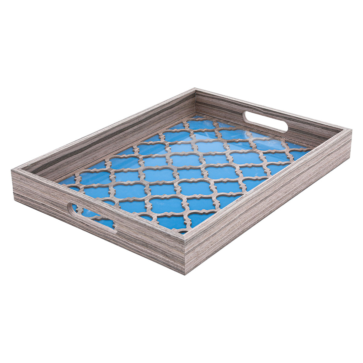 Al Saif Gallery Wood Serving Tray, 43 X 32 X 5 Cm - Brown Blue product image 2