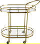 Al Saif Gallery Glass Serving Trolley, Steel Handle, Two-Tier - Gold product image 1
