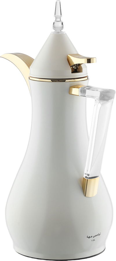 ترمس السيف غاليري، قطعتين، 1/1 لتر، بيد شفاف، حافظة داخلية زجاج حراري، هيكل خارجي استيل - بيج product image 2