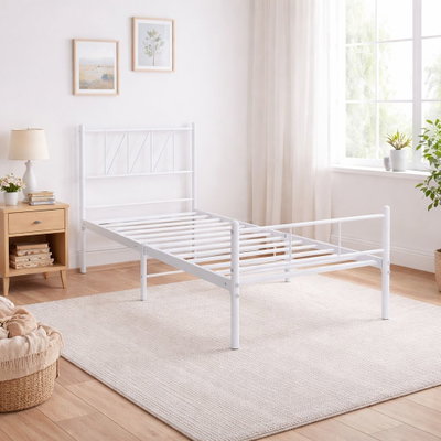 سرير هيكل حديد، 190×70×86 سم - أبيض product image 3