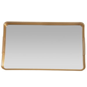 Al Saif Gallery steel serving tray with gold edges, 50 x 30 x 4 cm, medium rectangle - silver product image