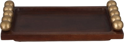 Alsaif Gallery Wooden Serving Tray with Gold Handles, 36 x 16 x 5 cm, Rectangular - Wood product image 3