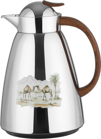 طقم ترامس سيف بلص، 0.7 / 1 لتر، خامة داخلية زجاج، غطاء ضغاط - فضي لامع خشبي product image 2