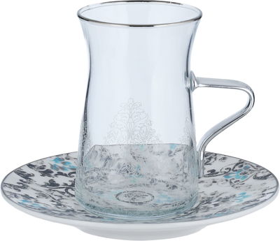 Al Saif Gallery Porcelain Bialat Set, 12 Pieces - Transparent Grey product image 2