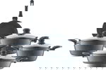 Rocky Granite Cookware Set with Glass Lid, 9 Pieces - Grey product image 1