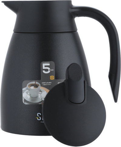 ترمس شاها، 1 لتر، خامة داخلية استيل، هيكل خارجي استيل، ضغاط - اسود product image 5