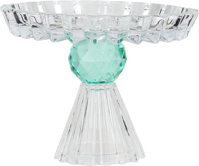 ستاند تقديم حلا زجاج السيف غاليري، قاعدة اخضر، 13.5x13.5x11 سم - شفاف product image 2