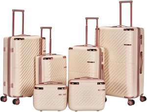 LIMRA Luggage Set, 4 Wheels, 6 Bags, Zipper Closure, 360° Rotating, WM-100 - Beige Rose Gold product image