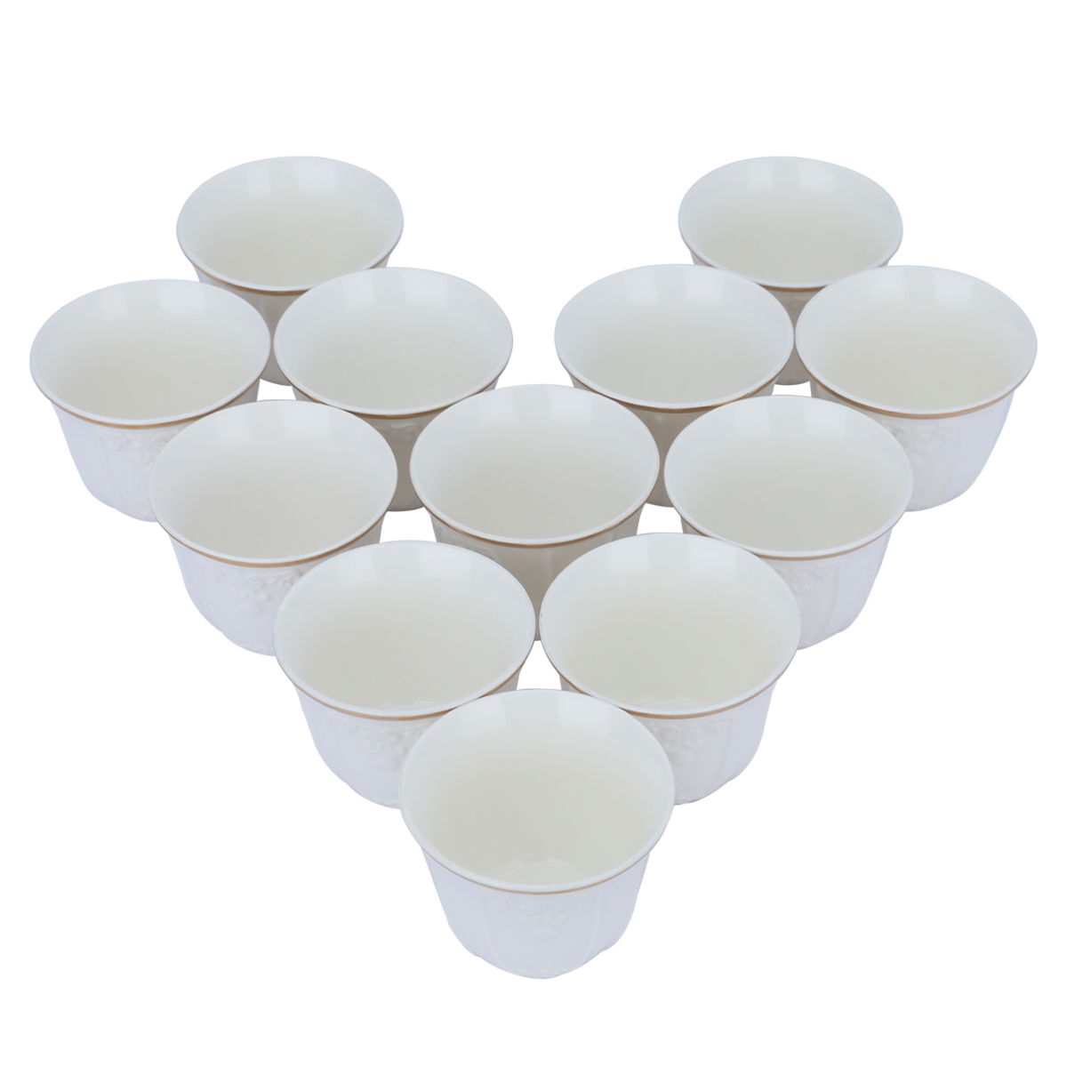 طقم فناجين قهوة عربية بورسلان السيف غاليري، نقش مضلع، 12 قطعة - أبيض product image 3