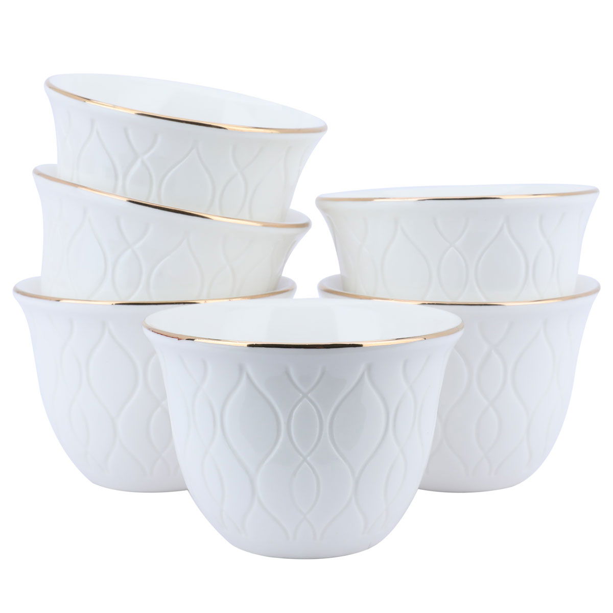 Al Saif Gallery Porcelain Arabic Coffee Cups Set, 380 ml, 12 Pieces - White product image 1