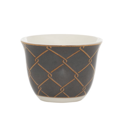 Al Saif Gallery Porcelain Arabic Coffee Cups Set, 12 Pieces - Golden Gray product image 3