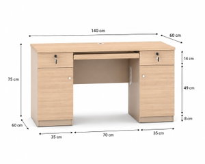 مكتب إداري خشب MDF، 140x60x75 سم - خشبي فاتح بيج product image 2