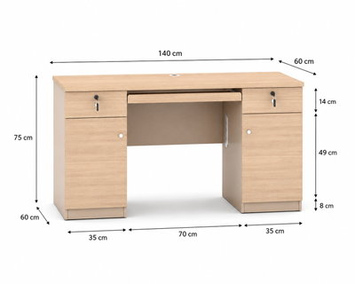 مكتب إداري خشب MDF، 140x60x75 سم - خشبي فاتح بيج product image 2