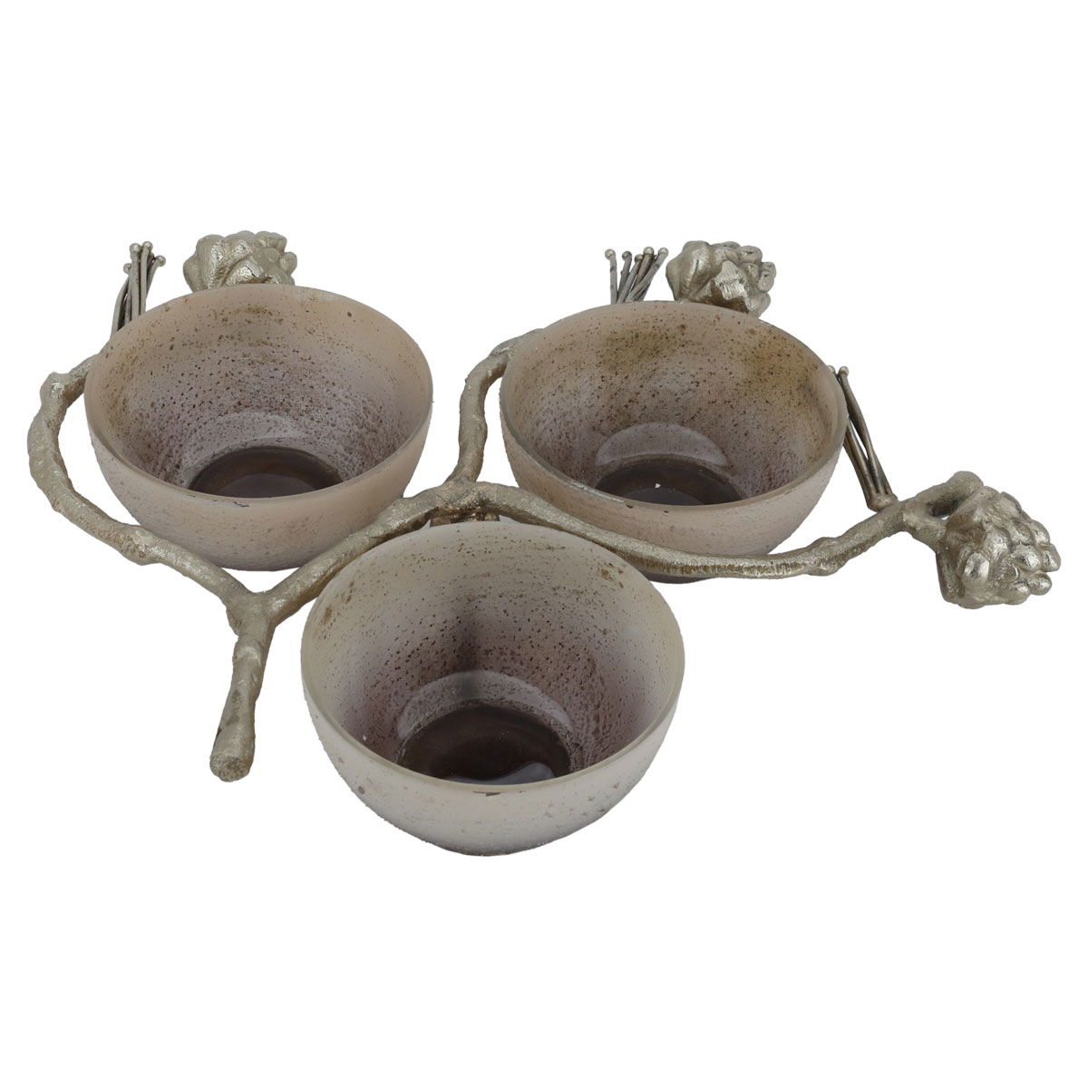 Al Saif Gallery steel serving plate, 34 x 24 x 7.5 cm, gold base, 3 boxes - beige product image 2