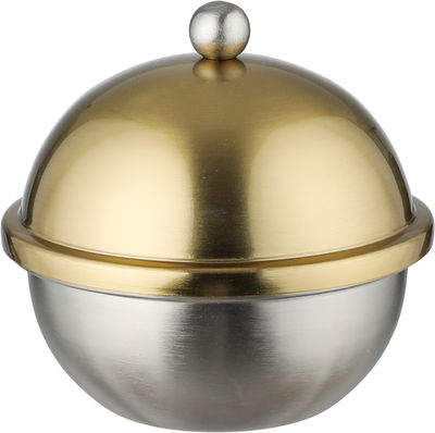 Al Saif Gallery Date tray with stainless steel lid, 17x17x15 cm, round, base - silver gold product image 4